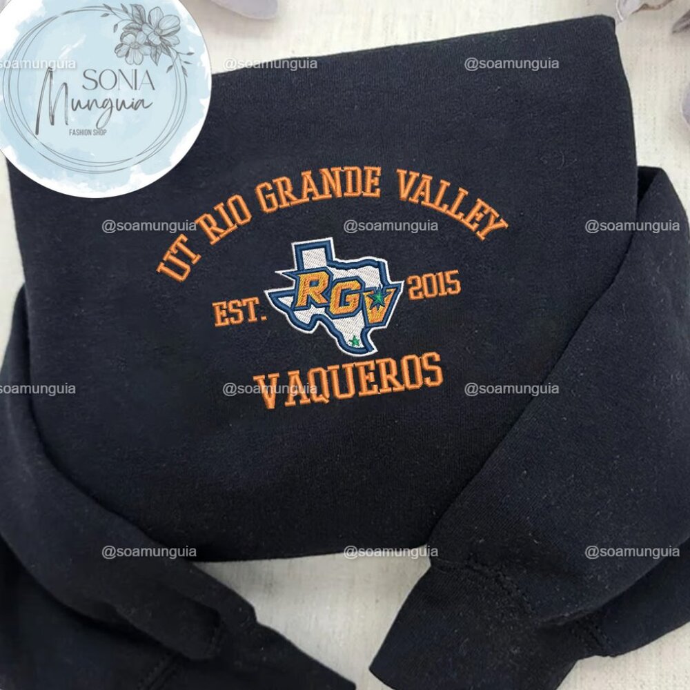 UT Rio Grande Valley Vaqueros Embroidered Crewneck Sweatshirt NCAA shirt 2015